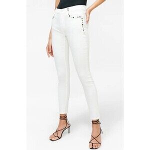 7 FOR ALL MANKIND Women's The Skinny Stud Jeans $185 size 24 in white
